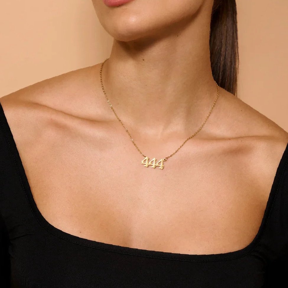 Angel Number Necklace | Custom 18K Gold Plated Name Necklace - Engravely - Image 3