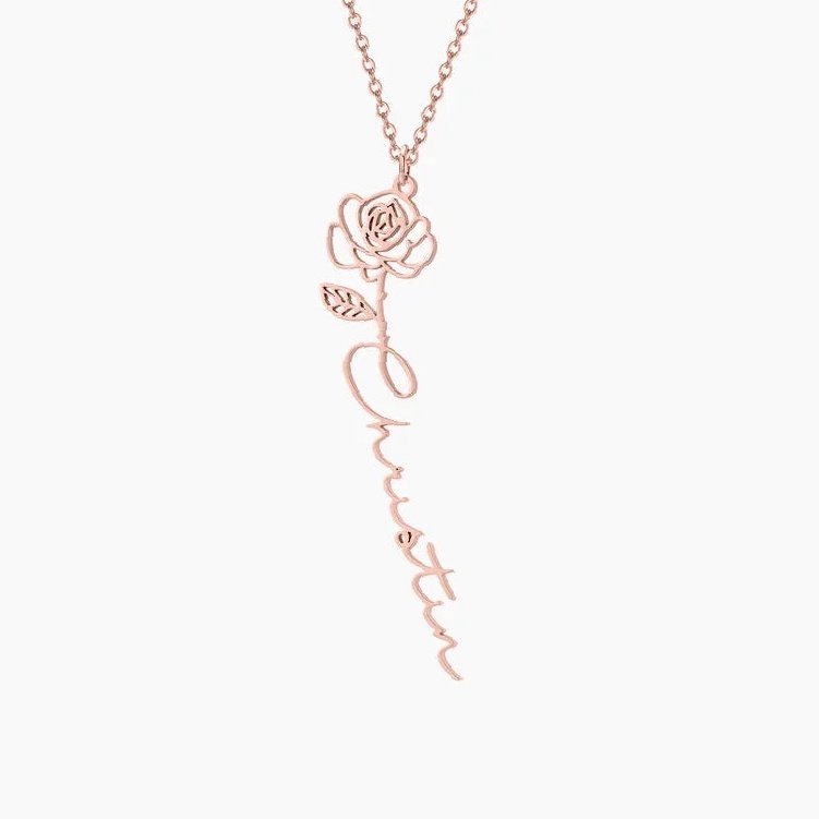 Eng ravely Birth Flower Name Necklace - Image 11