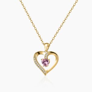 Eng ravely Birthstone Heart Shape Necklace
