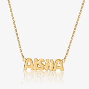 Eng ravely Bubble Letter Name Necklace