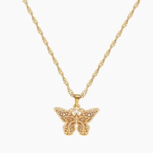 Butterfly Pendant Necklace | Custom 18K Gold Plated Name Necklace - Engravely