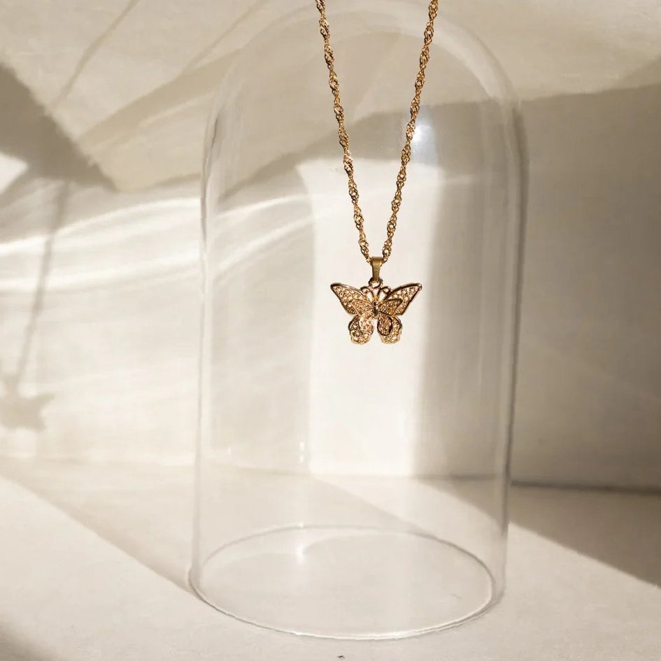 Butterfly Pendant Necklace | Custom 18K Gold Plated Name Necklace - Engravely - Image 4