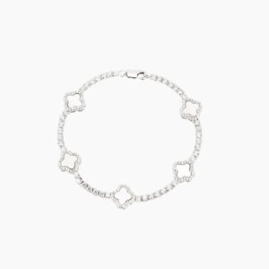 Eng ravely Iced Clover Tennis Bracelet
