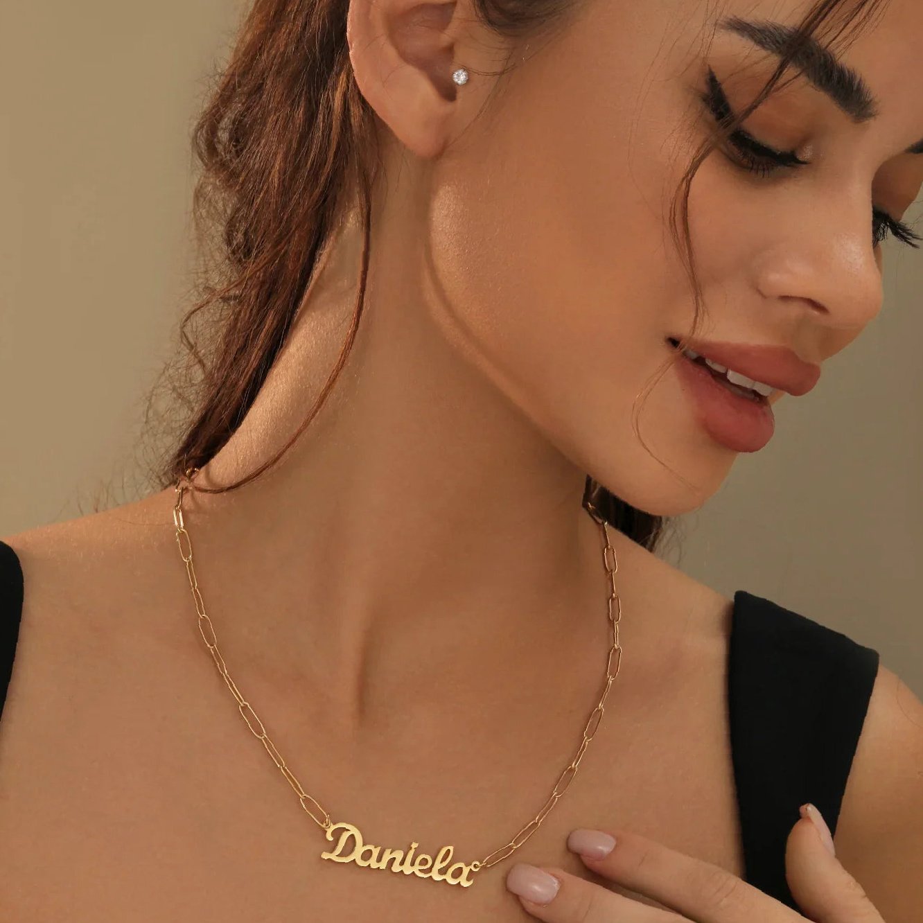 Custom Name Necklace w/ Paper Clip Chain | Custom Premium Metal Alloy Name Necklace - Engravely - Image 3
