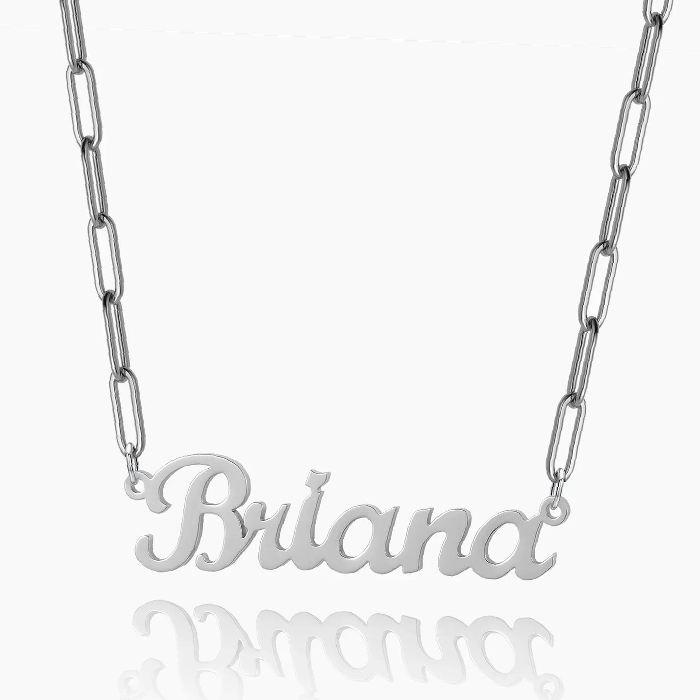 Custom Name Necklace w/ Paper Clip Chain | Custom Premium Metal Alloy Name Necklace - Engravely - Image 4