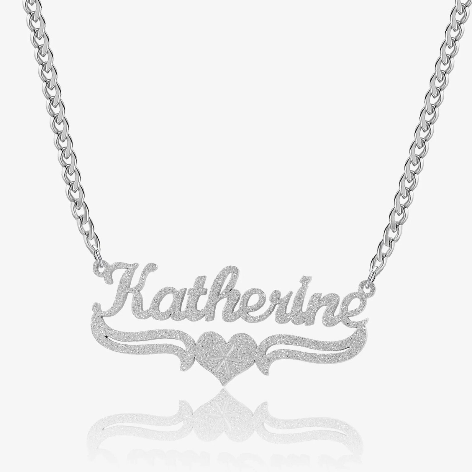 Diamond Cut Love Heart Name Necklace | Custom Premium Metal Alloy Name Necklace - Engravely - Image 5