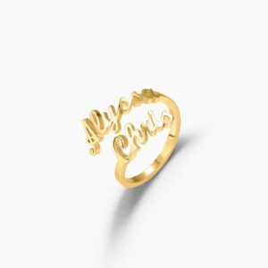 Double Name Ring | Custom 18K Gold Plated Ring - Engravely