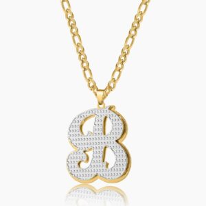 Double Plated Initial Necklace w/ Figaro Chain | Custom 18K Gold Plated Name Necklace - Engravely