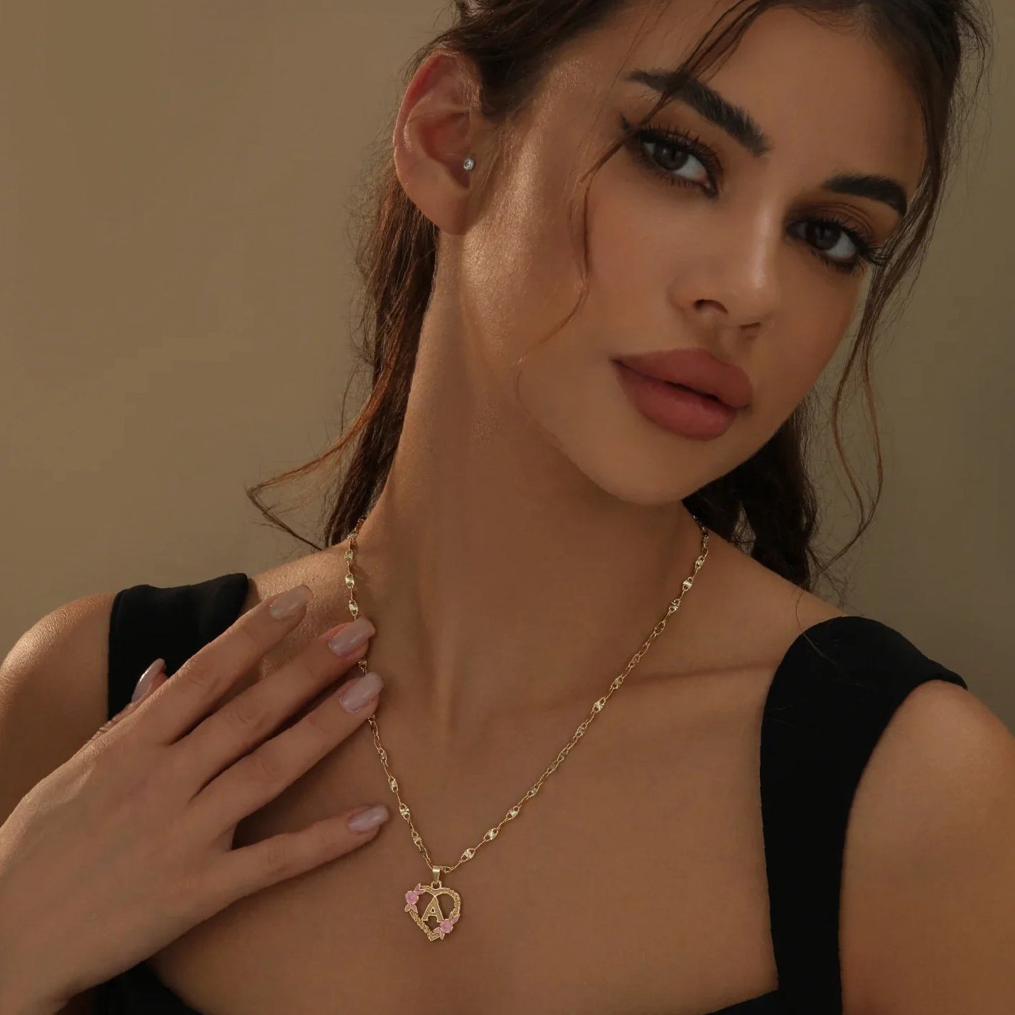 Eng ravely Flower Initial Necklace with Clip Chain - Image 3