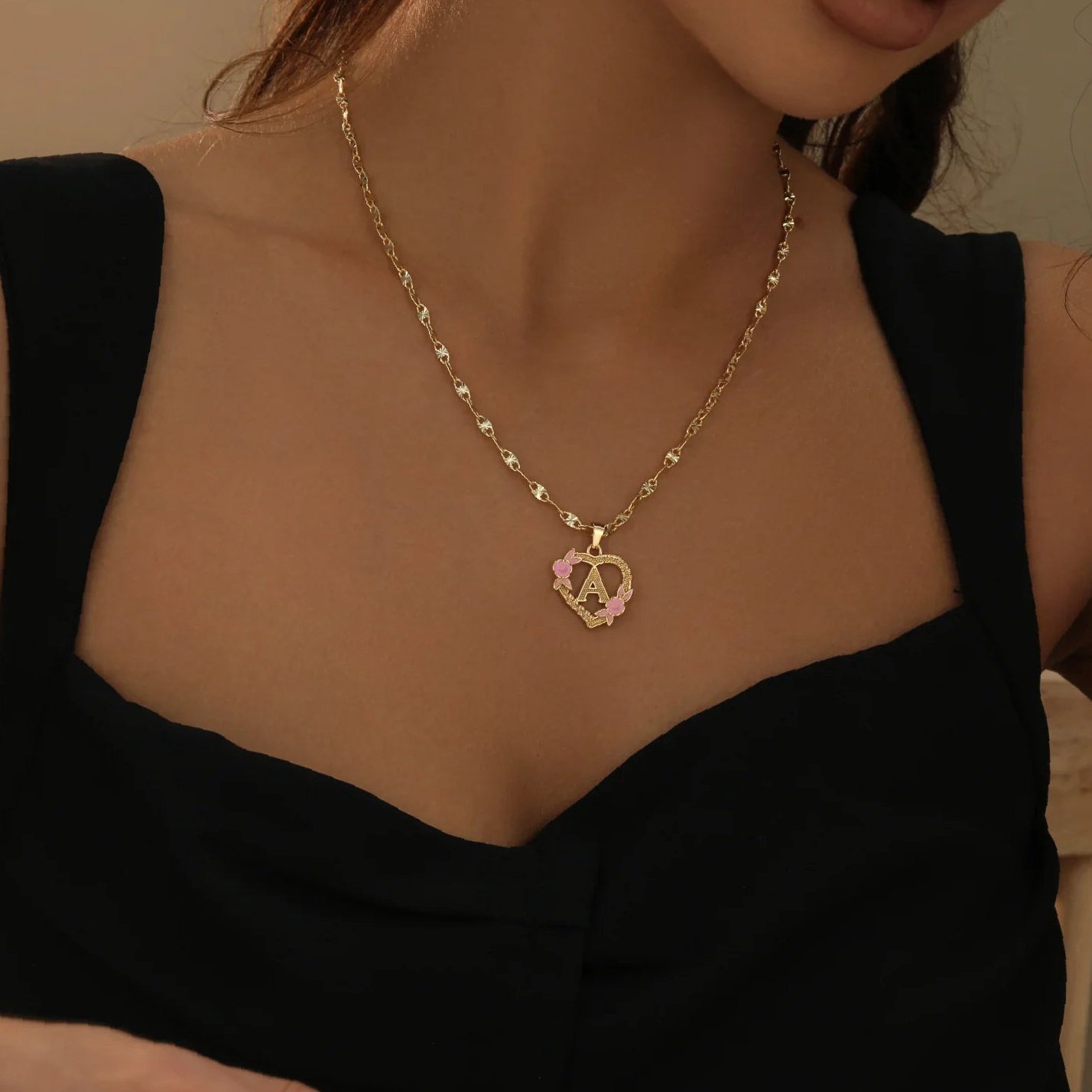 Eng ravely Flower Initial Necklace with Clip Chain - Image 4