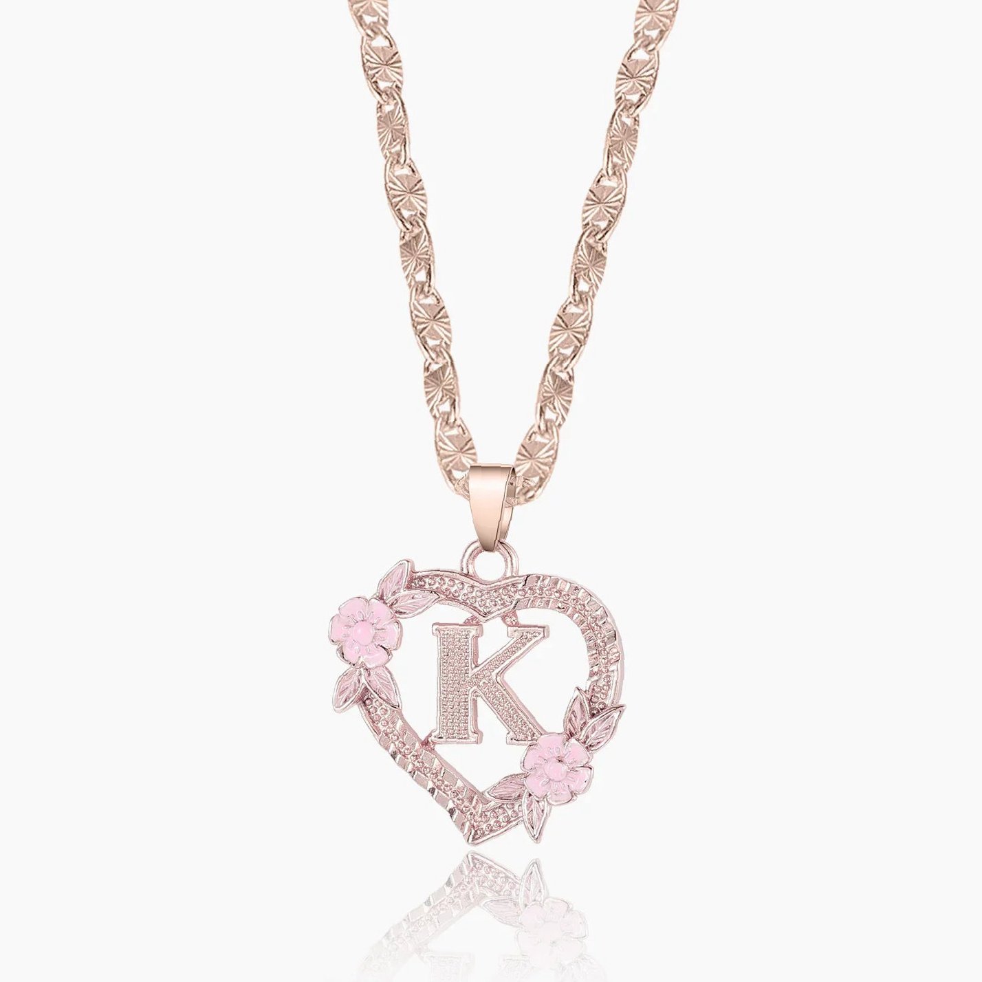 Eng ravely Flower Initial Necklace with Clip Chain - Image 9