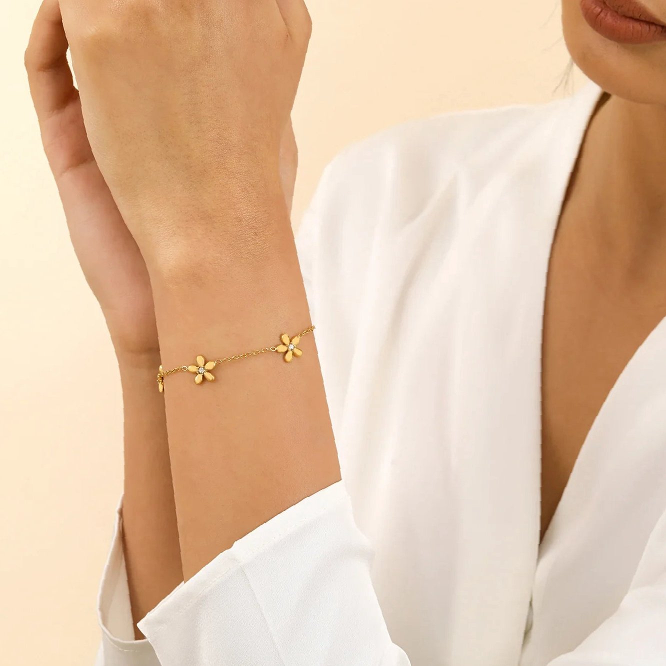 Multi Flower Bracelet | Custom Premium Metal Alloy Bracelet - Engravely - Image 2