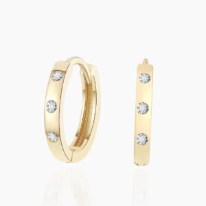 Flush Set Moissanite Huggie Earrings | Custom Premium Metal Alloy Earrings - Engravely