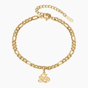 Gothic Initial Bracelet | Custom Premium Metal Alloy Bracelet - Engravely