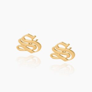 Gothic Initial Earrings | Custom Premium Metal Alloy Earrings - Engravely