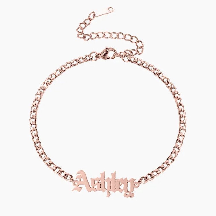 Gothic Name Bracelet w/ Cuban Chain | Custom Stainless Steel Name Necklace - Engravely - Image 6