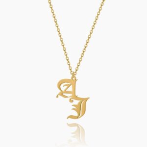 Eng ravely Gothic Two Letter Necklace