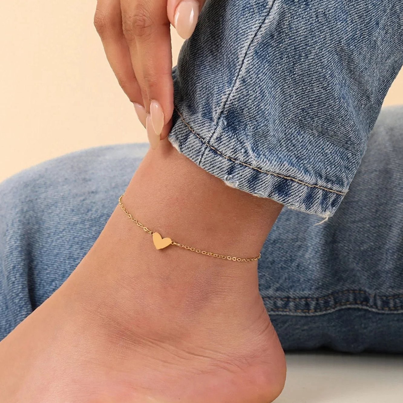Heart Anklet | Custom Premium Metal Alloy Anklet - Engravely - Image 3