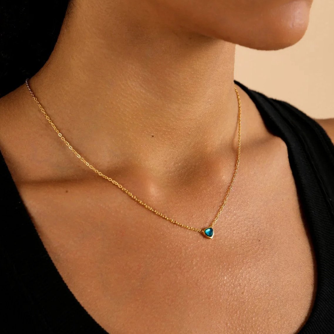 Eng ravely Heart Birthstone Necklace - Image 2