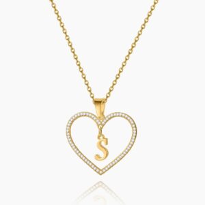 Eng ravely Heart Initial Necklace
