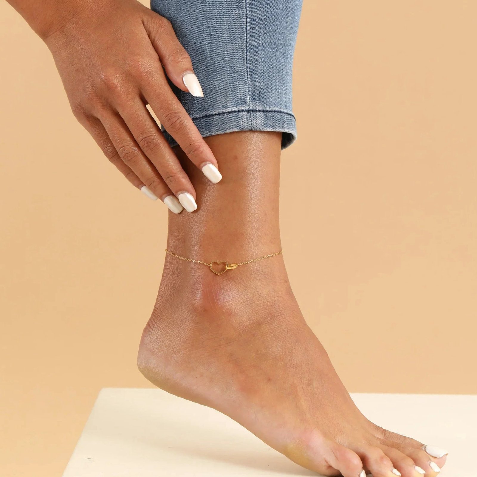 Heart Link Anklet | Custom Premium Metal Alloy Anklet - Engravely - Image 4