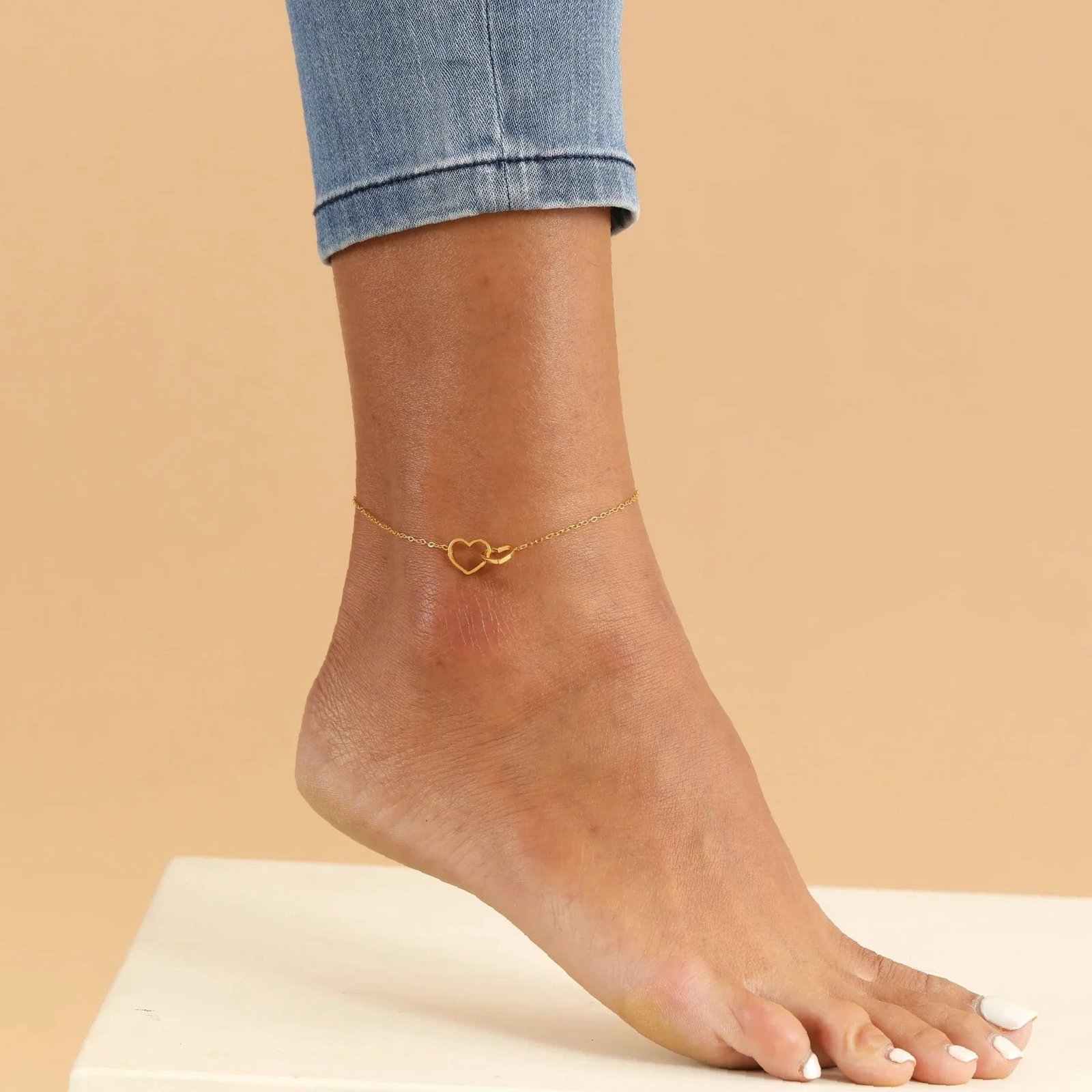 Heart Link Anklet | Custom Premium Metal Alloy Anklet - Engravely - Image 6