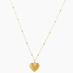 Eng ravely Heart Pendant Necklace with Satellite Chain