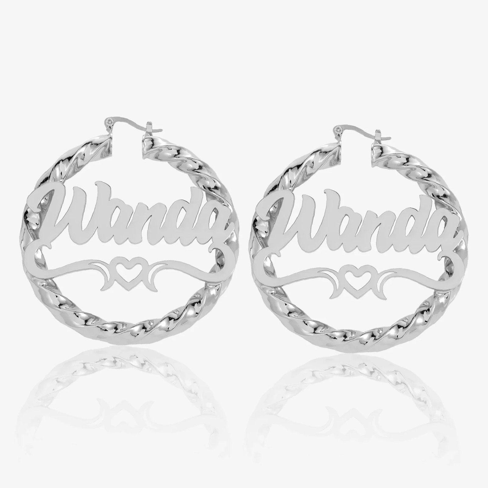 Eng ravely Heart Twist Name Hoop Earrings - Image 6