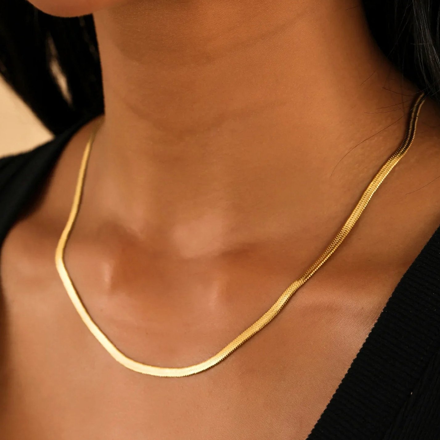 Herringbone Necklace - 3mm | Custom Premium Metal Alloy Name Necklace - Engravely - Image 2