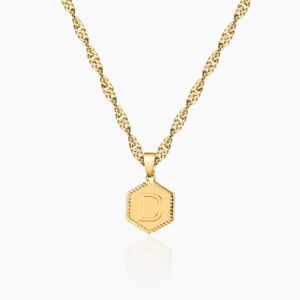 Eng ravely Hex Initial Necklace