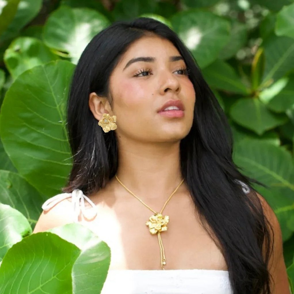 Hibiscus Petal Earrings | Custom Premium Metal Alloy Earrings - Engravely - Image 2