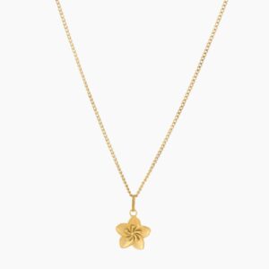 Eng ravely Hibiscus Flower Pendant Necklace