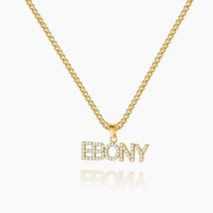 Iced Arial Name Chain | Custom Premium Metal Alloy Name Necklace - Engravely