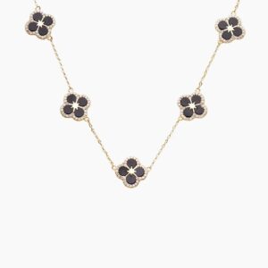 Eng ravely Iced Black Ventura Clover Necklace