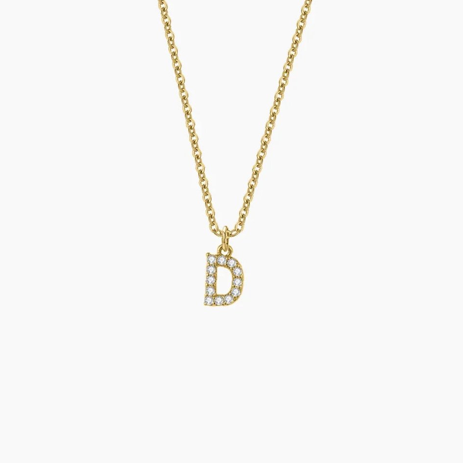 Eng ravely Iced Block Letter Necklace