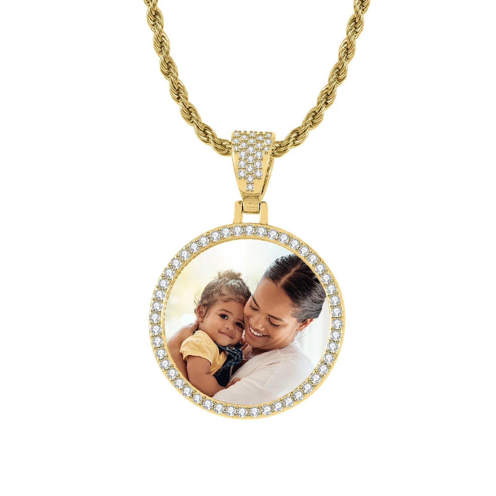 Eng ravely Iced Circle Photo Pendant - Image 5