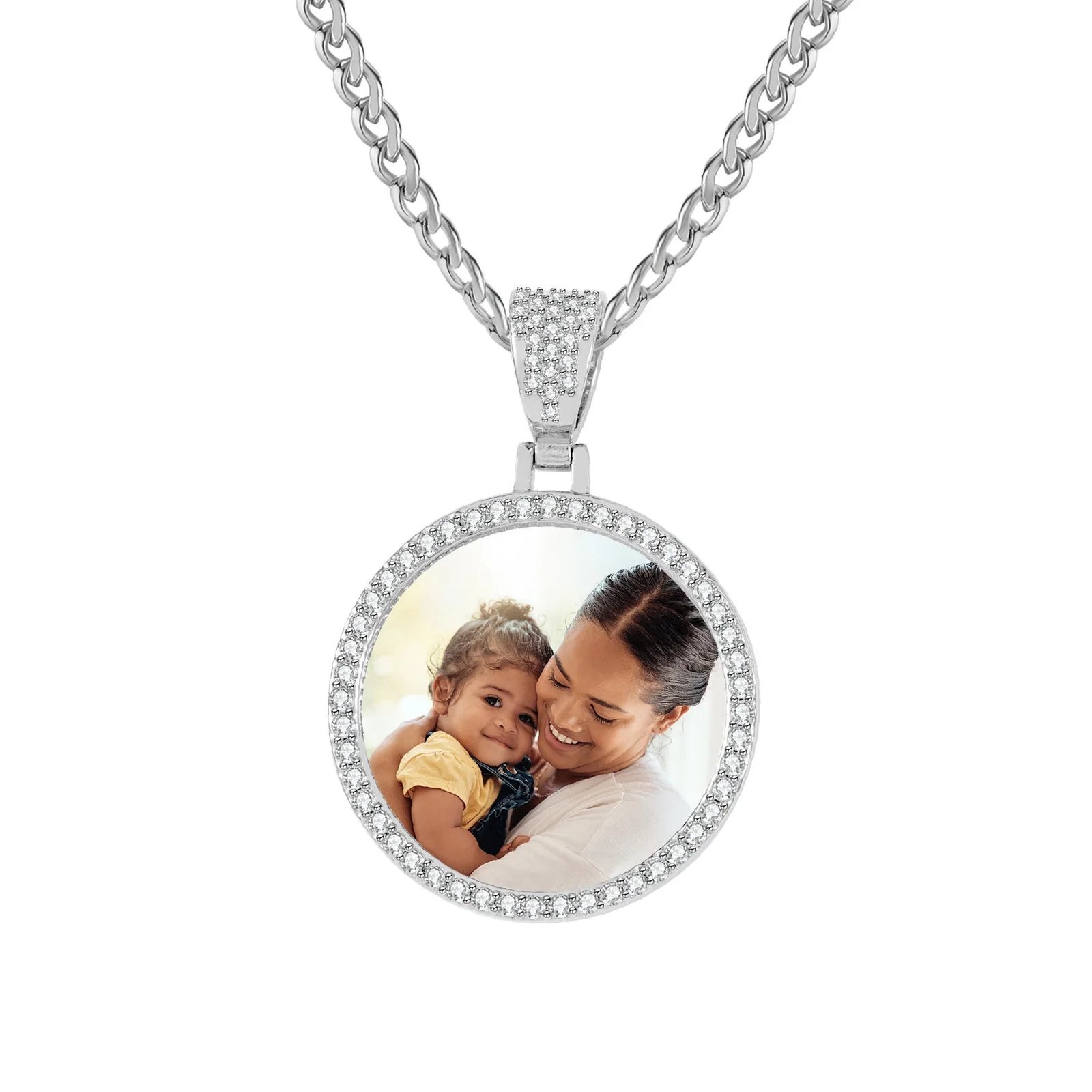 Eng ravely Iced Circle Photo Pendant - Image 6