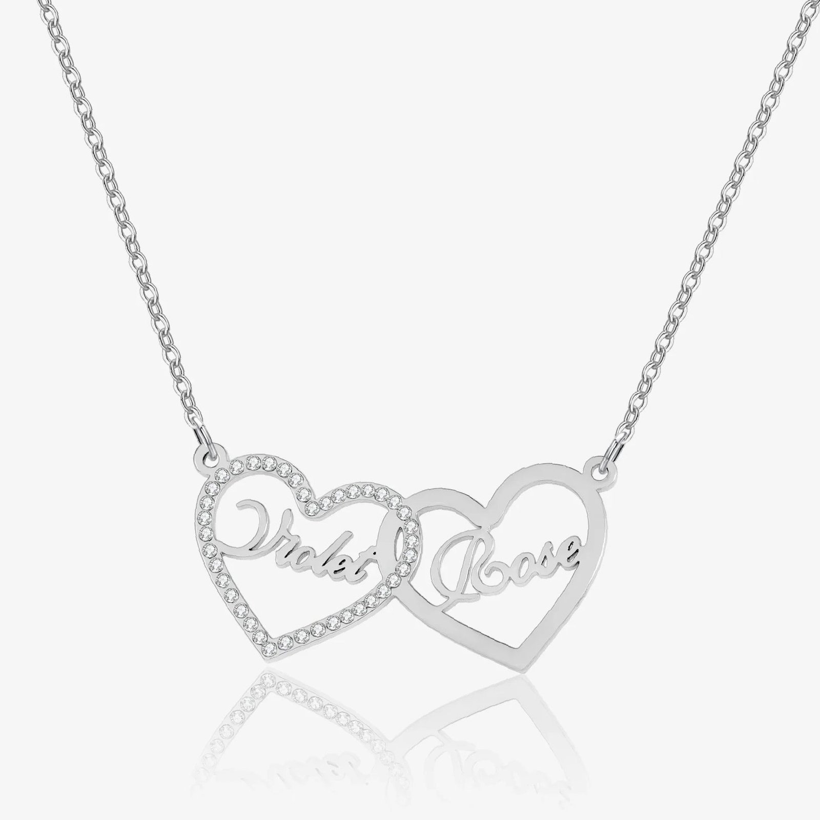Eng ravely Iced Heart Double Name Necklace - Image 4