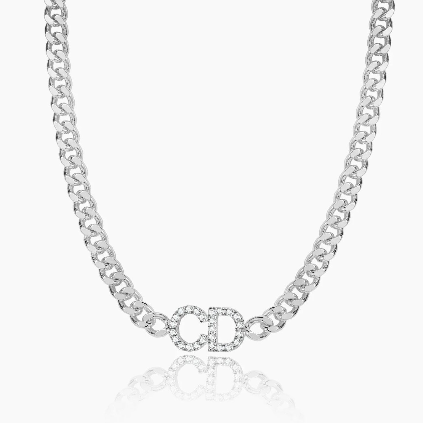 Iced Initials Necklace w/ Cuban Chain | Custom 18K Gold Plated Name Necklace - Engravely - Image 6