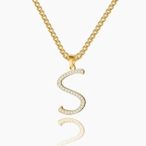 Iced Letter Necklace | Custom Premium Metal Alloy Name Necklace - Engravely