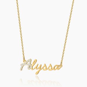 Iced Letter Script Name Necklace | Custom Premium Metal Alloy Name Necklace - Engravely