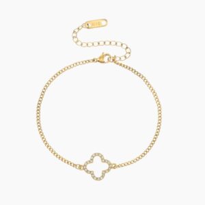 Eng ravely Iced Lucky Bracelet with Cuban Chain