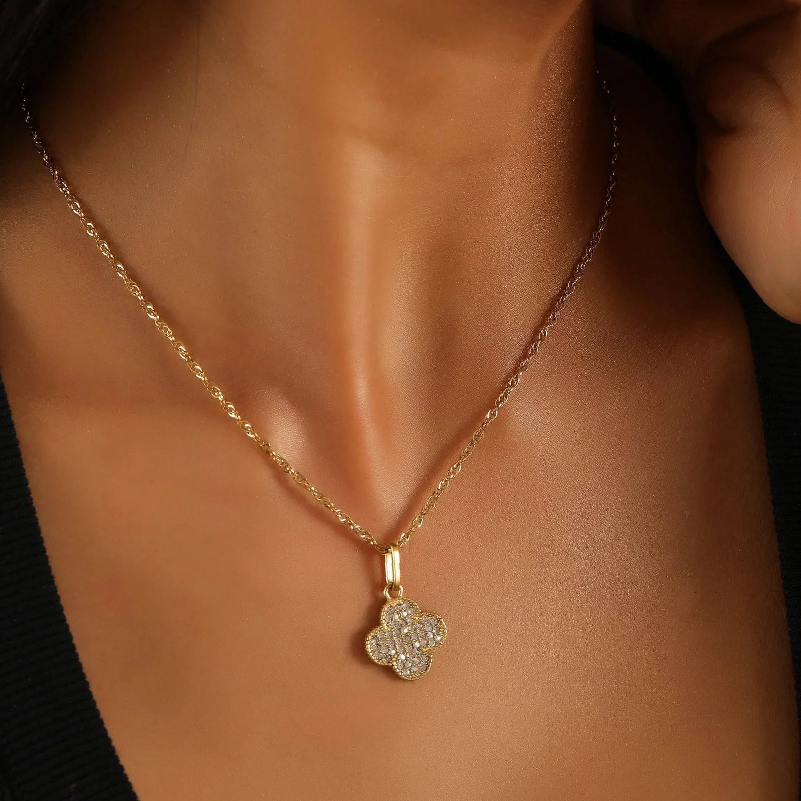 Iced Lucky Pendant Necklace | Custom Premium Metal Alloy Name Necklace - Engravely - Image 3
