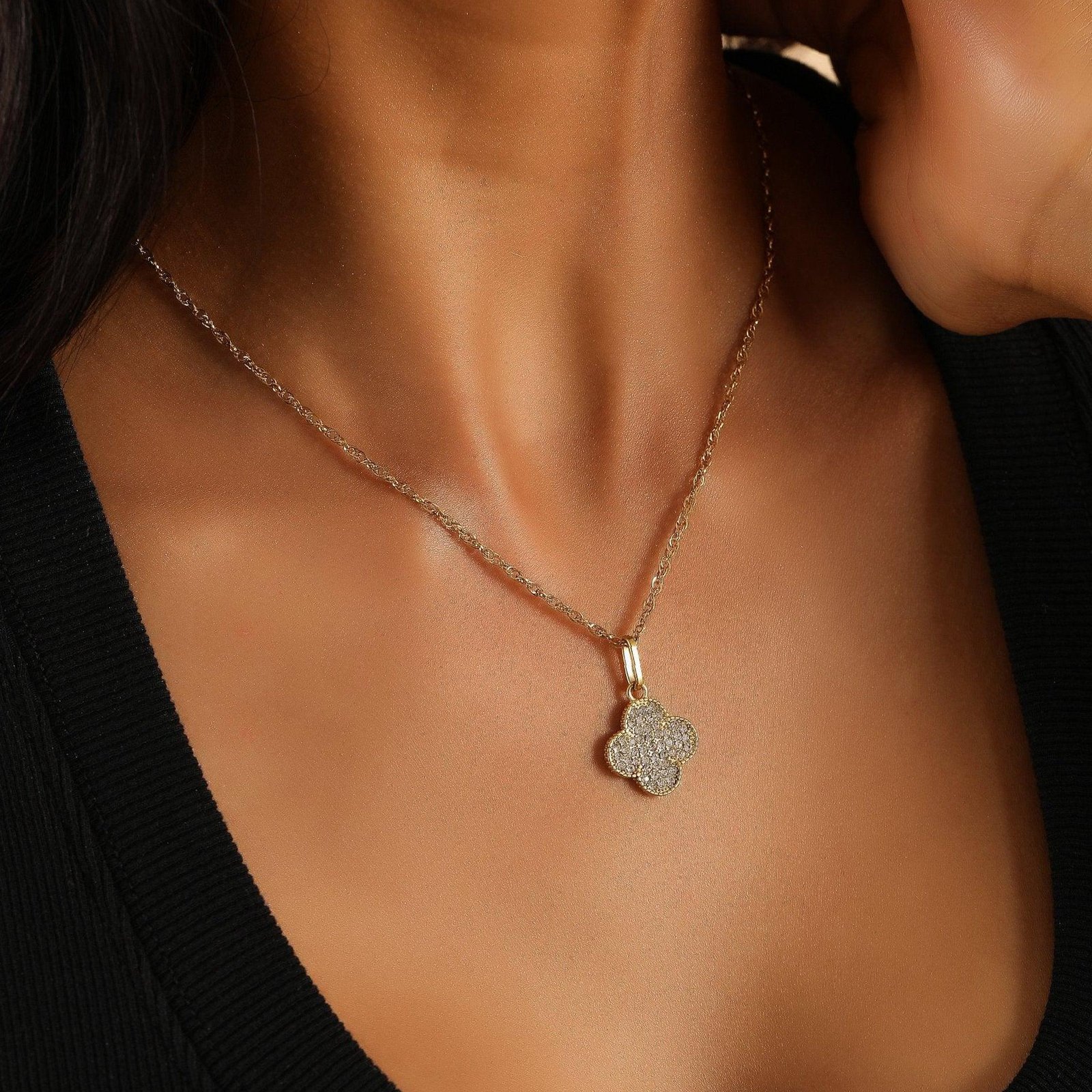 Iced Lucky Pendant Necklace | Custom Premium Metal Alloy Name Necklace - Engravely - Image 6