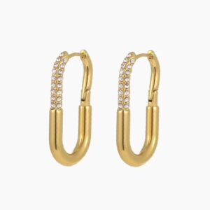Eng ravely Iced Paperclip Hoop Earrings