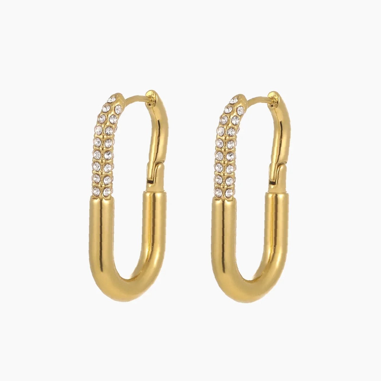 Eng ravely Iced Paperclip Hoop Earrings