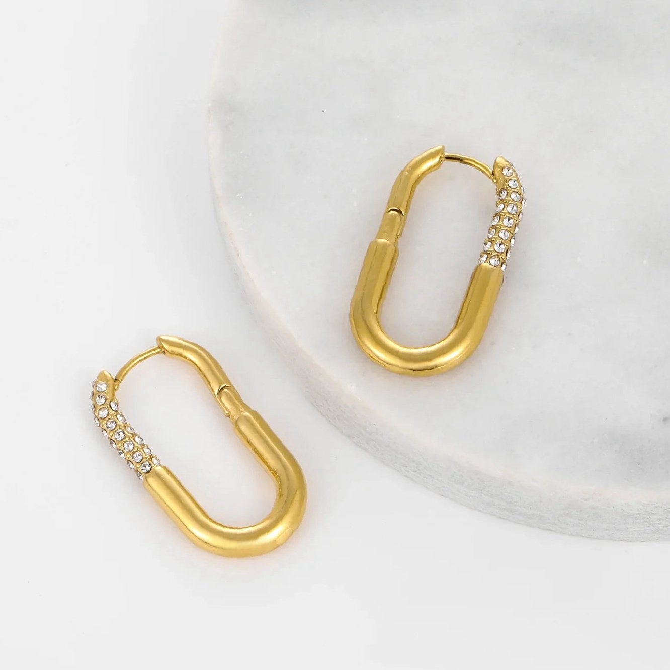 Eng ravely Iced Paperclip Hoop Earrings - Image 4