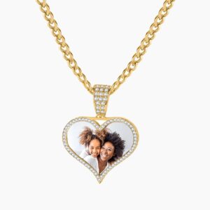 Iced Photo Pendant w/ Cuban Chain | Custom 18K Gold Plated Name Necklace - Engravely