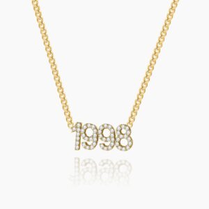 Iced Year Necklace w/ Cuban Chain | Custom Stainless Steel Name Necklace - Engravely