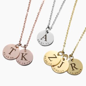 Eng ravely Initial Date Charm Necklace